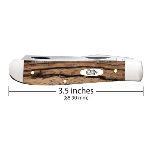 Case Natural Zebra Wood Mini Trapper Engravable (3 1/2)