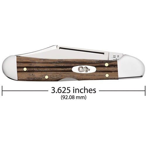 Case Natural Zebra Wood Mini CopperLock Engravable (3 5/8)