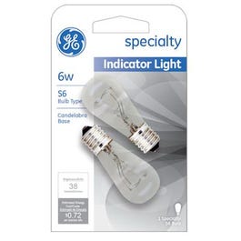 2-Pk., 6-Watt Clear Light Bulbs