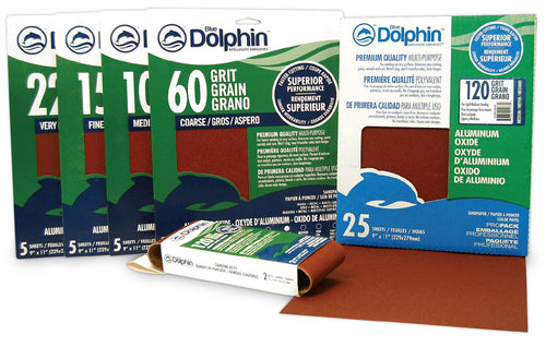 Linzer Blue Dolphin Aluminum Oxide Sandpaper 9 in. x 11 in., 220 Grit, 5 Pack (9 x 11)