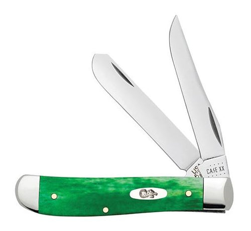 Case XX Brilliant Green Bone Mini Trapper Stainless Pocket Knife (Green Bone)