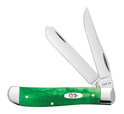 Case XX Brilliant Green Bone Mini Trapper Stainless Pocket Knife (Green Bone)