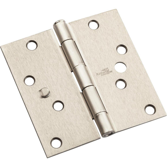 National 4 In. Satin Nickel Square Door Hinge, (3-Pack)