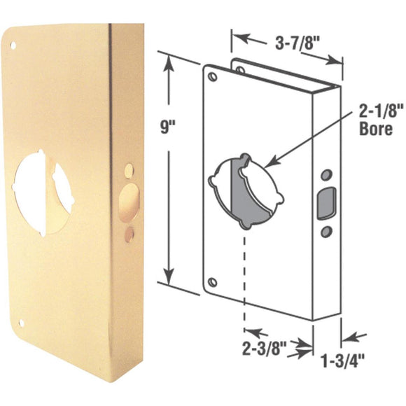 Defender Security 1-3/4 In. x 2-3/8 In. Brass Door Reinforcer