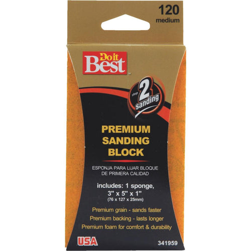 Do it Best Premium 3 In. x 5 In. x 1 In. 120 Grit Medium Sanding Sponge