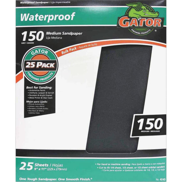 Gator Waterproof 9 In. x 11 In. 150 Grit Medium Sandpaper (25-Pack)