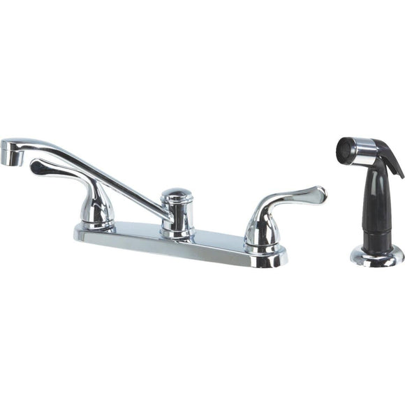 Home Impressions Dual Handle Lever Kitchen Faucet with Black Side Spray, Chrome