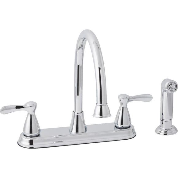 Home Impressions Dual Handle Tradtional Lever Kitchen Faucet with Side Spray, Chrome