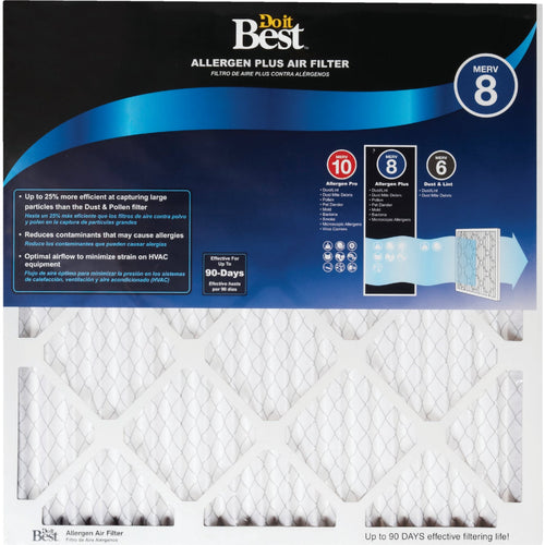 Do it Best 12 In. x 24 In. x 1 In. Allergen Plus MERV 8 Furnace Filter