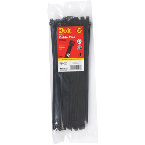 Do it 11 In. x 0.189 In. Black Molded Nylon Weather Resistant Cable Tie (100-Pack)