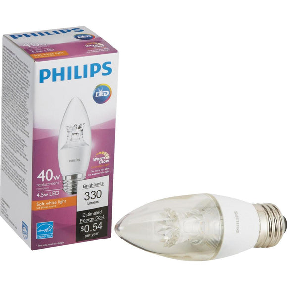 Philips Warm Glow 40W Equivalent Soft White B12 Medium Dimmable LED Decorative Light Bulb