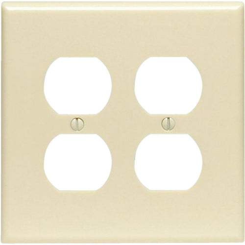 Leviton Mid-Way 2-Gang Smooth Plastic Outlet Wall Plate, Ivory