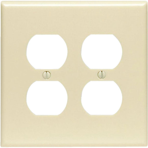 Leviton Mid-Way 2-Gang Smooth Plastic Outlet Wall Plate, Ivory