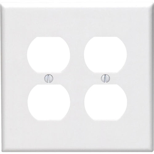 Leviton Mid-Way 2-Gang Smooth Plastic Outlet Wall Plate, White