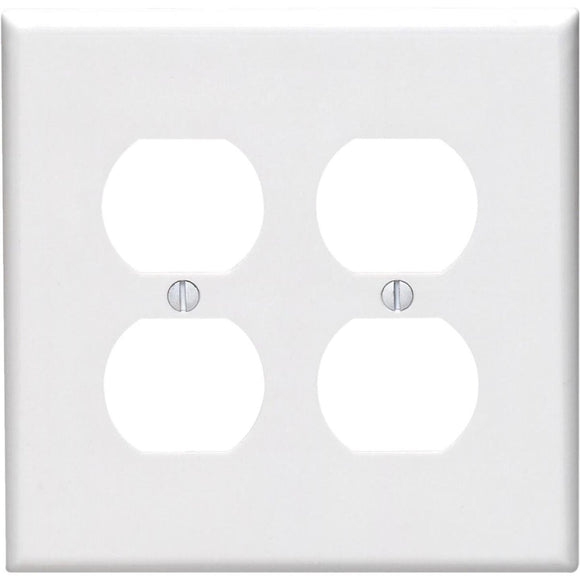 Leviton Mid-Way 2-Gang Smooth Plastic Outlet Wall Plate, White