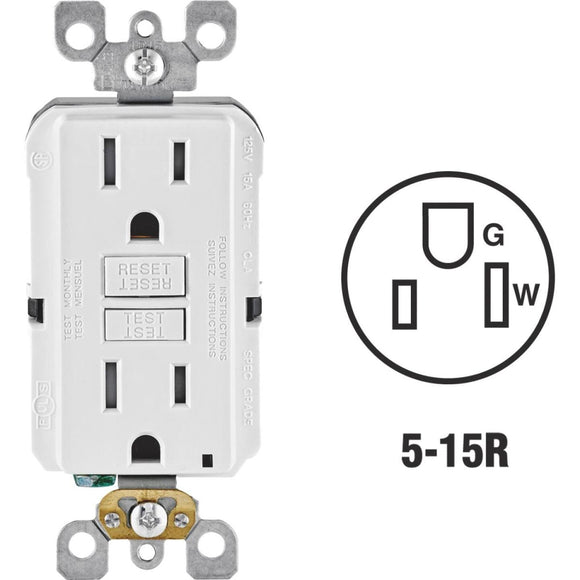 Leviton SmartlockPro Self-Test 15A White Commercial Grade Tamper Resistant 5-15R GFCI Outlet