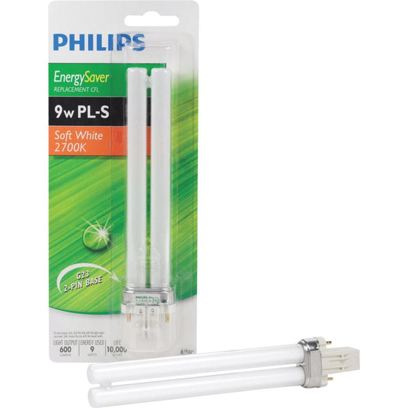 Philips Energy Saver 40W Equivalent Soft White G23 Base PL-S CFL Light Bulb