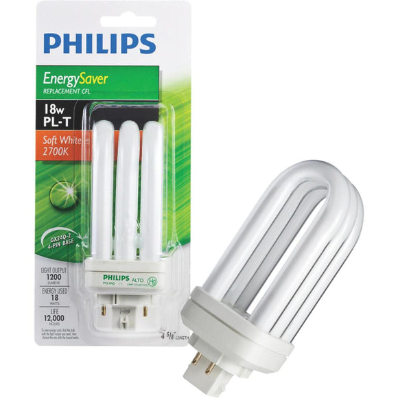 Philips 75W Equivalent Soft White GX24 Base PL-T CFL Light Bulb