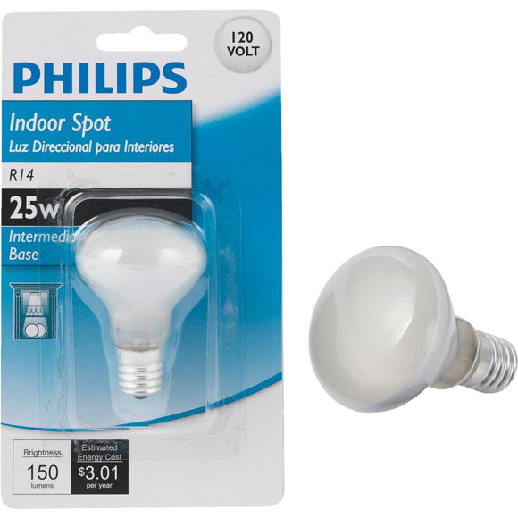 Philips 25W Frosted Intermediate R14 Indoor Incandescent Mini Spotlight Light Bulb