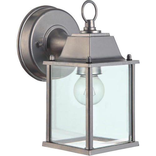 Home Impressions 100W Incandescent Brushed Nickel Lantern Outdoor Wall Light Fixture