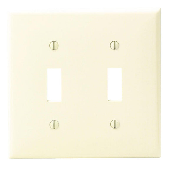 Leviton 2-Gang Thermoplastic Nylon Toggle Switch Wall Plate, Ivory