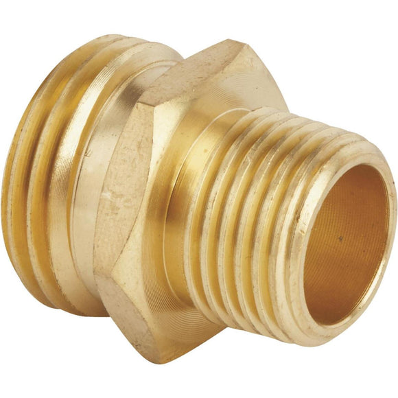 Best Garden 3/4 In. MNH x 1/2 In MNPT Brass Non-Swivel Hose Connector