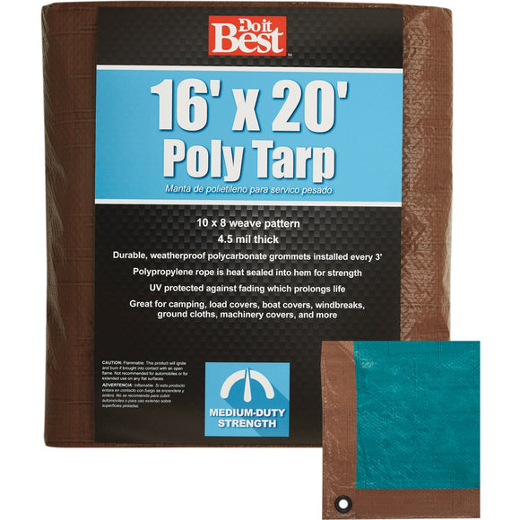 Do it Best 1 Side Green/1 Side Brown Woven 16 Ft. x 20 Ft. Medium Duty Poly Tarp