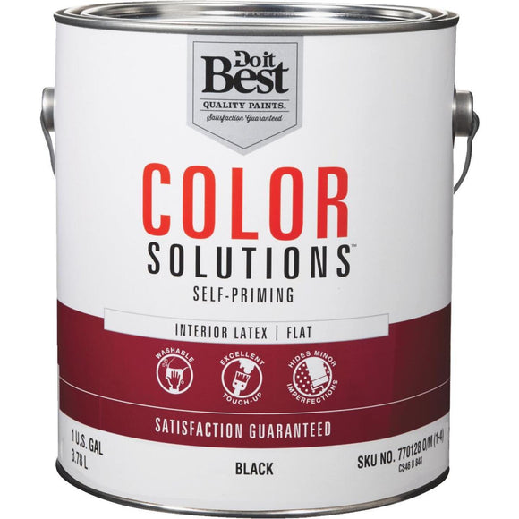 Do it Best Color Solutions Latex Self-Priming Flat Interior Wall Paint, Black, 1 Gal.