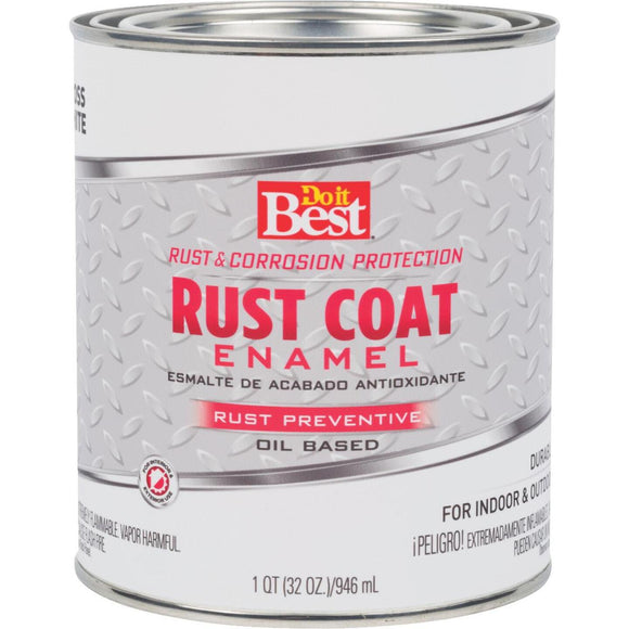 Do it Best Rust Coat Oil-Based Gloss Enamel, White, 1 Qt.