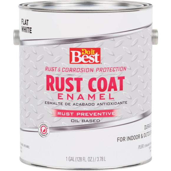 Do it Best Rust Coat Oil-Based Flat Enamel, White, 1 Gal.