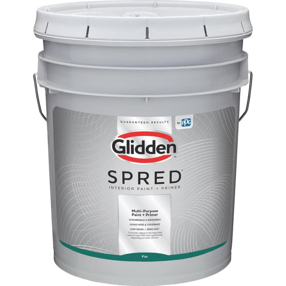 Glidden Spred Interior Paint + Primer Flat White & Pastel Base 5 Gallon Pail