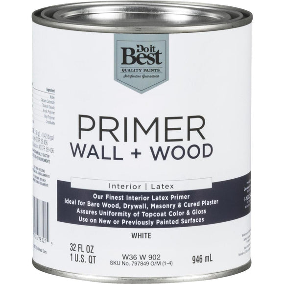 Do it Best Interior Latex Wall and Wood Primer, White, 1 Qt.